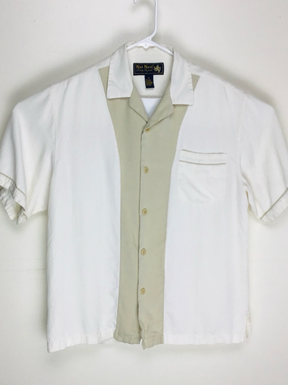 Nat Nast men’s short sleeve button up silk shirt medium